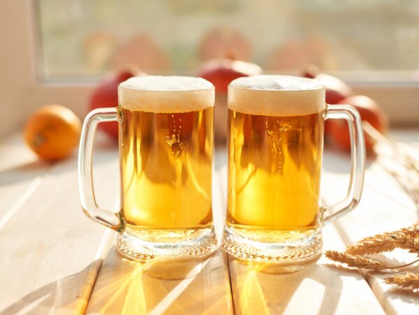 Oktoberfest. Beer mug. Big glass of lager beer